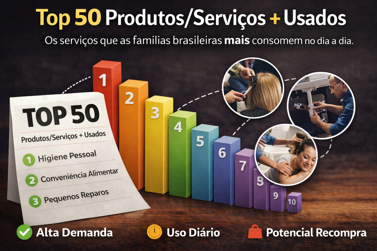 Lista Top 50 Produtos e Serviços mais usados nas famílias brasileiras